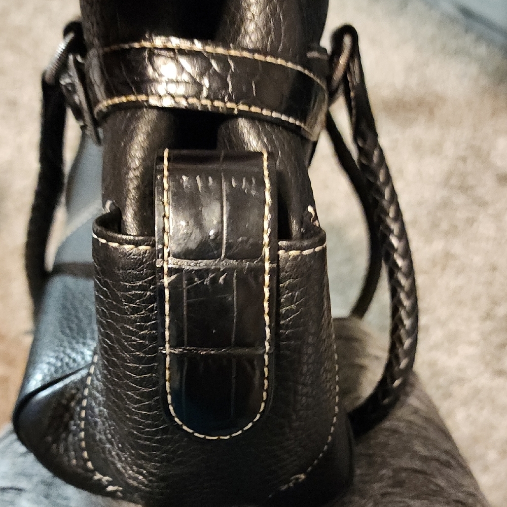 Brighton Black Leather Shoulder Bag with Heart Accent - Picture 6 of 10